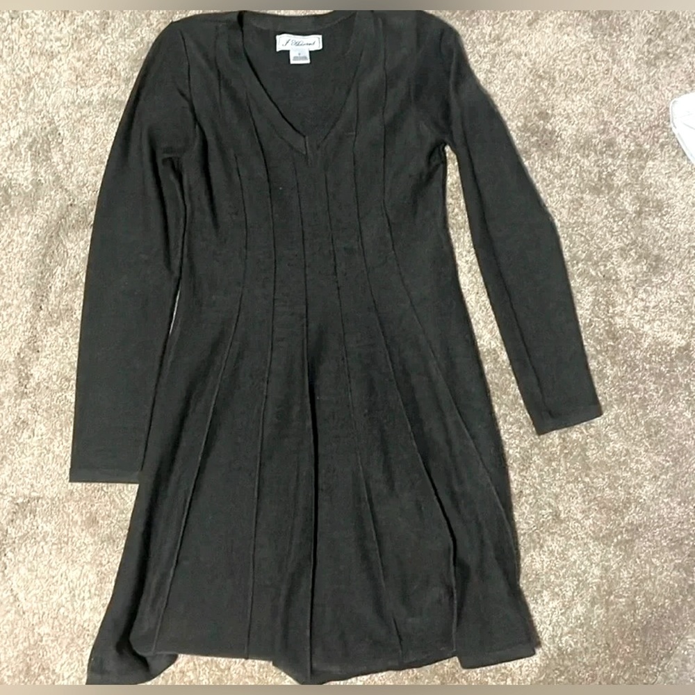 J. Howard Charcoal Grey Knit V-Neck A-Line Dress. Sz Small